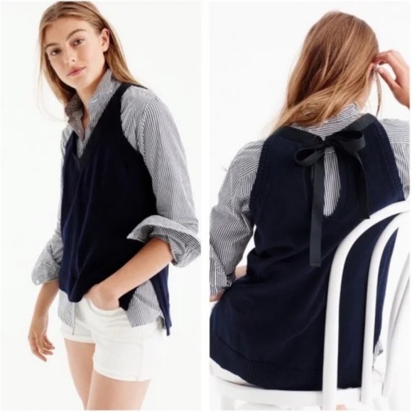 J. Crew Sleeveless Sweater Tank with Grosgrain Trim - Picture 1 of 9